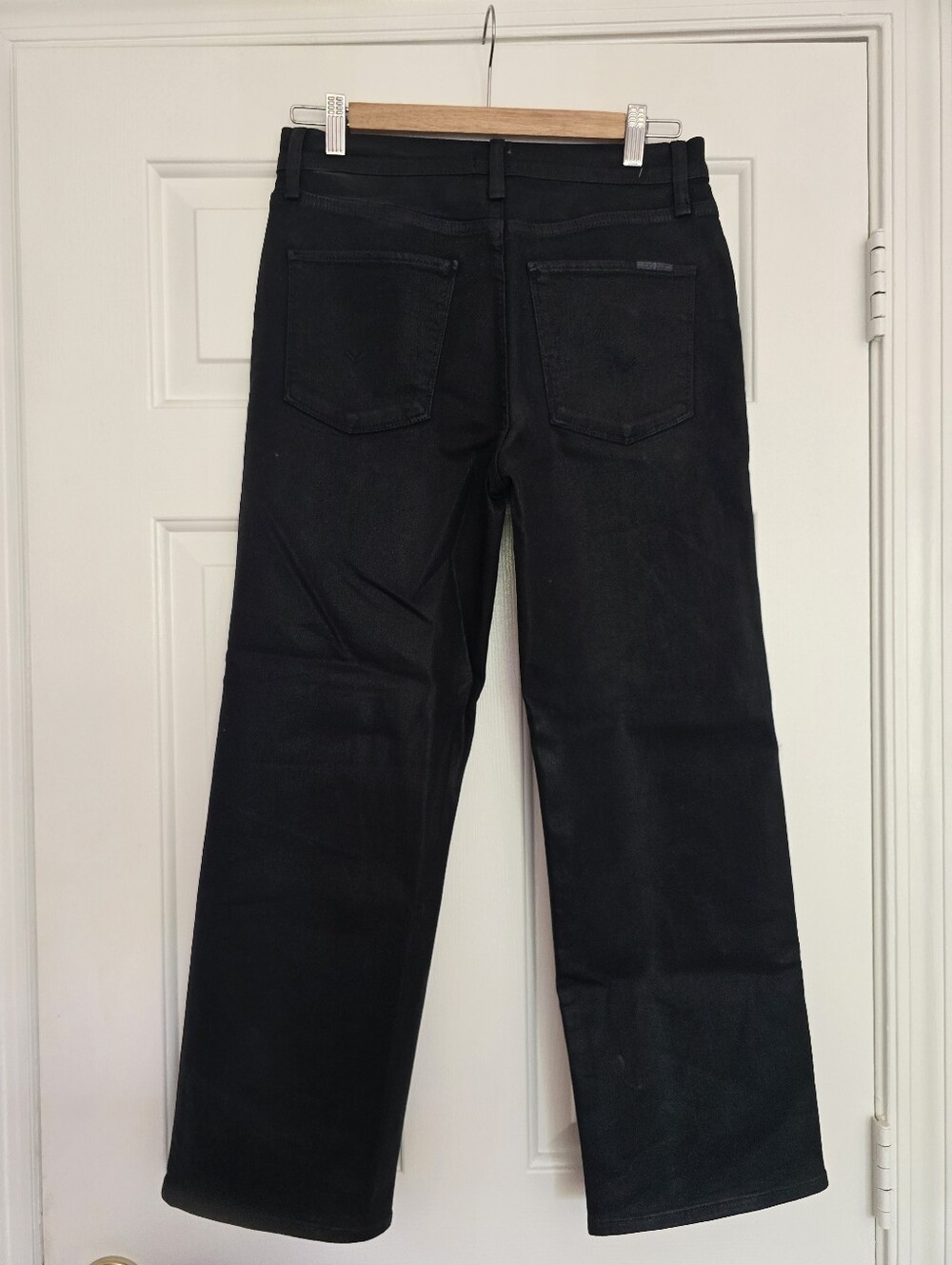 HUDSON Noa High-Rise Straight Crop Jeans COATED BLACK Stellar, 28) - Picture 4 of 6